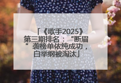 《歌手2025》第三期排名：“断眉”袭榜单依纯成功，白举纲被淘汰