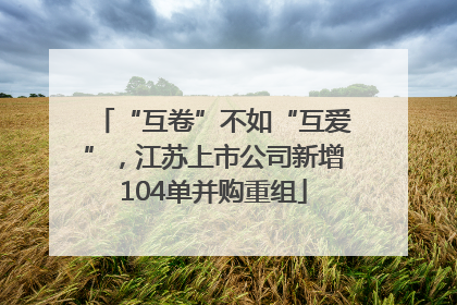 “互卷”不如“互爱”，江苏上市公司新增104单并购重组