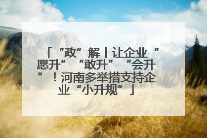 “政”解丨让企业“愿升”“敢升”“会升”！河南多举措支持企业“小升规”