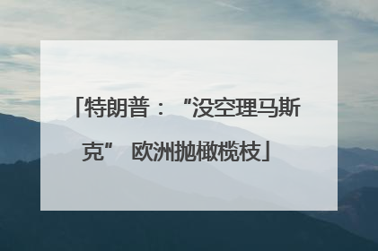 特朗普：“没空理马斯克” 欧洲抛橄榄枝
