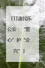 甘肃民乐公安：“警心”护“企兴”