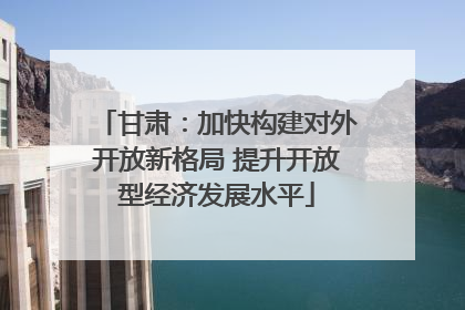 甘肃：加快构建对外开放新格局 提升开放型经济发展水平
