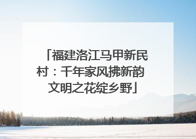 福建洛江马甲新民村：千年家风拂新韵 文明之花绽乡野