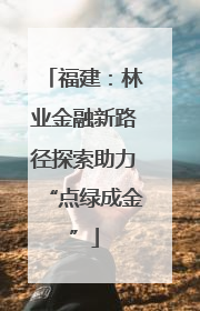 福建：林业金融新路径探索助力“点绿成金”