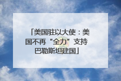 美国驻以大使：美国不再“全力”支持巴勒斯坦建国