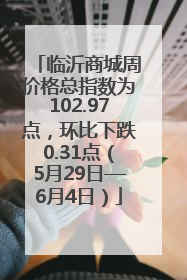 临沂商城周价格总指数为102.97点，环比下跌0.31点（5月29日—6月4日）