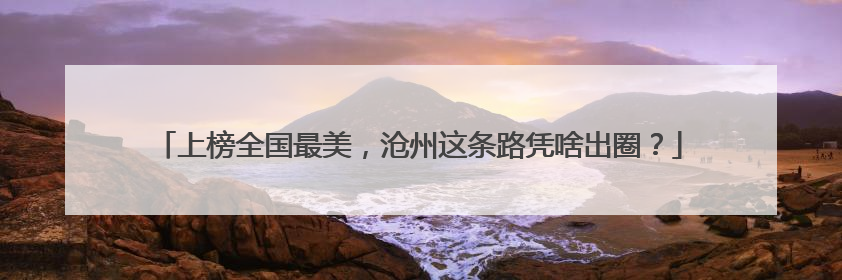 上榜全国最美，沧州这条路凭啥出圈？