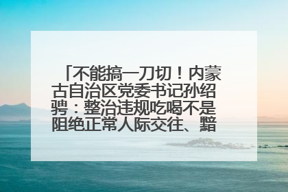 不能搞一刀切！内蒙古自治区党委书记孙绍骋：整治违规吃喝不是阻绝正常人际交往、黯淡人间烟火