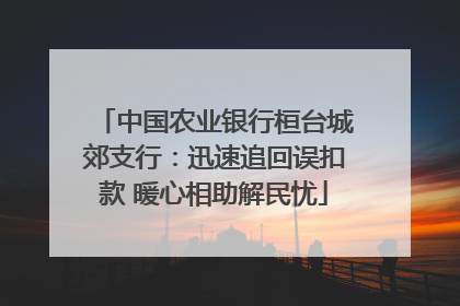 中国农业银行桓台城郊支行：迅速追回误扣款 暖心相助解民忧