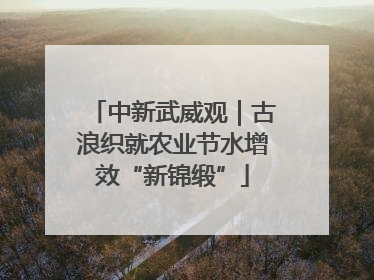 中新武威观｜古浪织就农业节水增效“新锦缎”