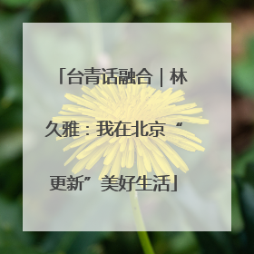 台青话融合｜林久雅：我在北京“更新”美好生活