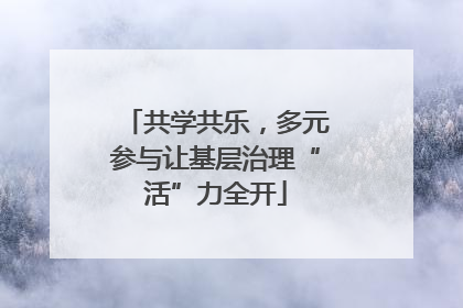 共学共乐，多元参与让基层治理“活”力全开