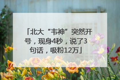 北大“韦神”突然开号，现身4秒，说了3句话，吸粉12万