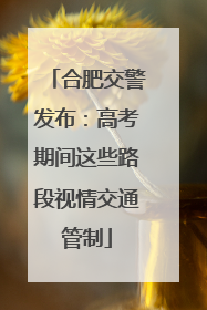 合肥交警发布：高考期间这些路段视情交通管制