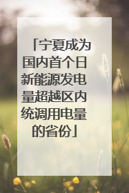 宁夏成为国内首个日新能源发电量超越区内统调用电量的省份