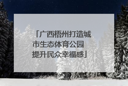 广西梧州打造城市生态体育公园 提升民众幸福感