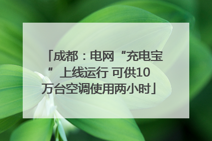 成都：电网“充电宝”上线运行 可供10万台空调使用两小时