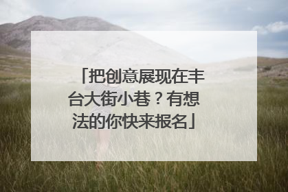 把创意展现在丰台大街小巷？有想法的你快来报名