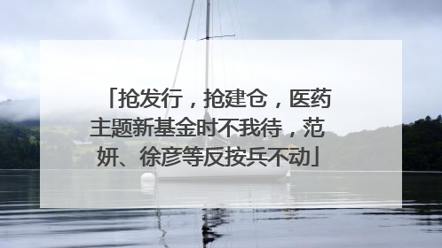 抢发行，抢建仓，医药主题新基金时不我待，范妍、徐彦等反按兵不动