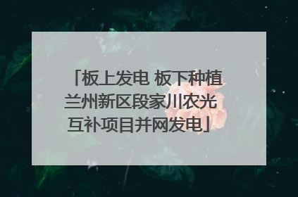 板上发电 板下种植 兰州新区段家川农光互补项目并网发电