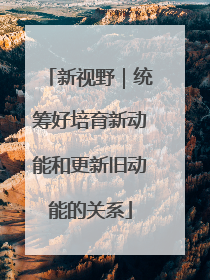 新视野｜统筹好培育新动能和更新旧动能的关系