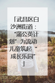 武昌区白沙洲街道：“蒲公英计划”为流动儿童筑起“成长乐园”