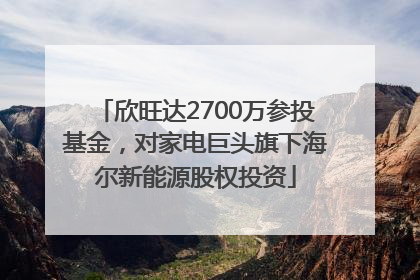欣旺达2700万参投基金，对家电巨头旗下海尔新能源股权投资