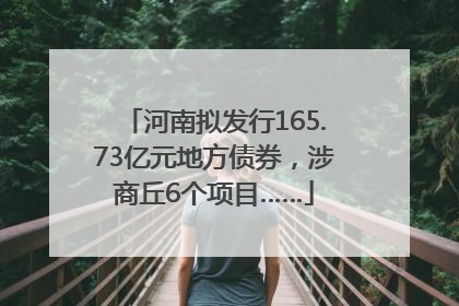 河南拟发行165.73亿元地方债券，涉商丘6个项目……