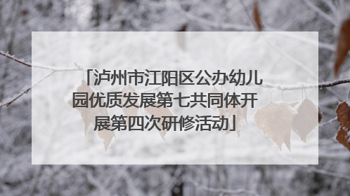 泸州市江阳区公办幼儿园优质发展第七共同体开展第四次研修活动