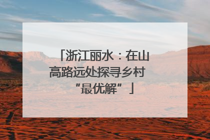 浙江丽水：在山高路远处探寻乡村“最优解”