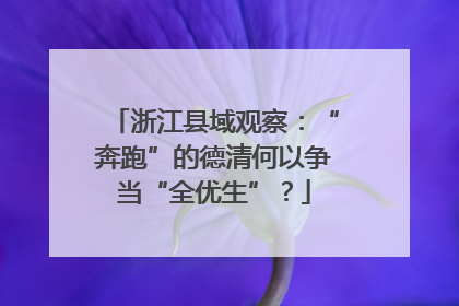 浙江县域观察：“奔跑”的德清何以争当“全优生”？