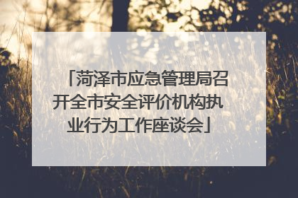 菏泽市应急管理局召开全市安全评价机构执业行为工作座谈会