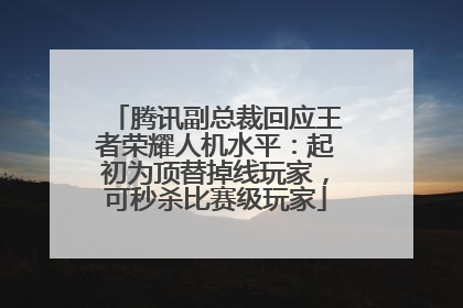 腾讯副总裁回应王者荣耀人机水平：起初为顶替掉线玩家，可秒杀比赛级玩家