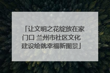 让文明之花绽放在家门口 兰州市社区文化建设绘就幸福新图景