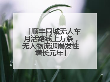 顺丰同城无人车月活路线上万条，无人物流迎爆发性增长元年