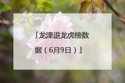 龙津退龙虎榜数据（6月9日）