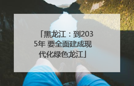 黑龙江：到2035年 要全面建成现代化绿色龙江