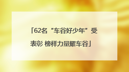62名“车谷好少年”受表彰 榜样力量耀车谷